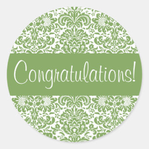 Sticker Rond Félicitations Damask Enveloppe Seal