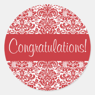 Sticker Rond Félicitations Damask Enveloppe Seal