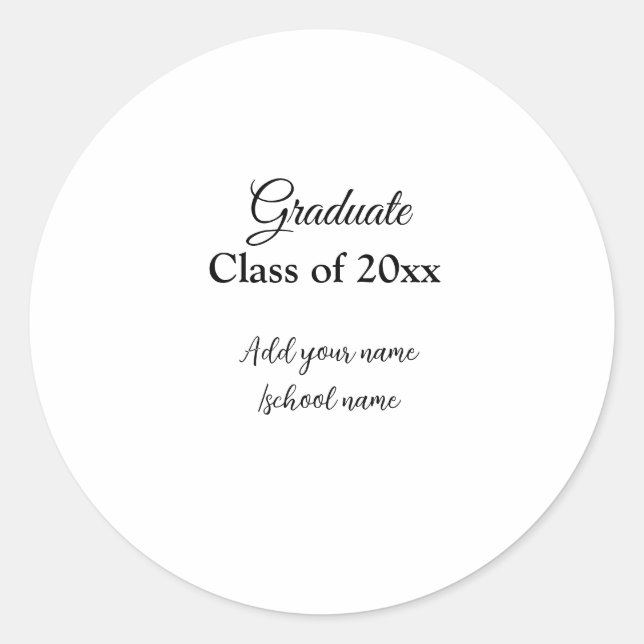 Sticker Rond Félicitations de graduation simples clas d'ajout m (Devant)