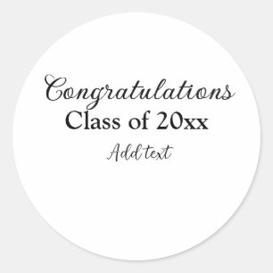 Sticker Rond Félicitations de graduation simples clas d'ajout m