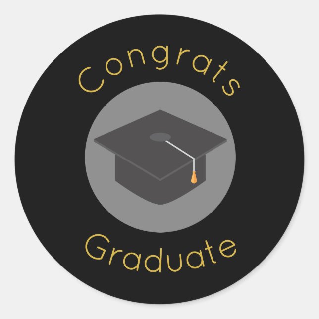 Sticker Rond Félicitations Diplôme avec Cap Graduation (Devant)