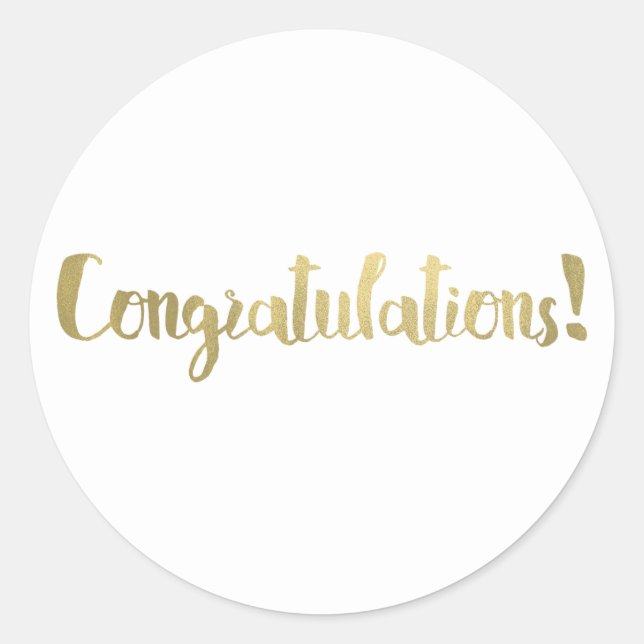 Sticker Rond Félicitations feuille d'or écriture moderne Merci (Devant)