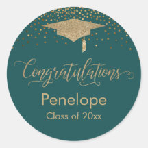 Félicitations Gold Confetti Graduation Turquoise