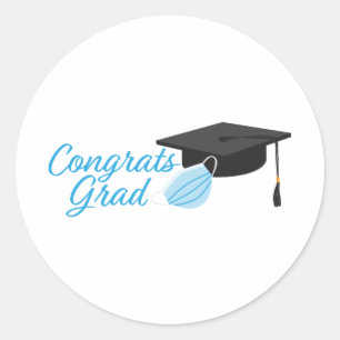 Sticker Rond Félicitations Grad 2020, Casquette de Graduation e