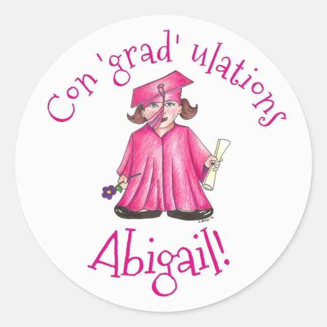 Sticker Rond Félicitations Grad Graduate Graduate Casquette Gow (Devant)