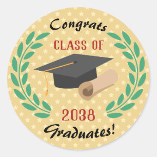 Sticker Rond Félicitations Graduates Graduates Graduate Class F