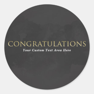 Sticker Rond FÉLICITATIONS gris-foncé et d'or personnalisées