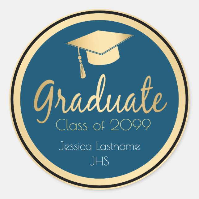 Sticker Rond Félicitations N'Importe Quelle Année Diplômée Gold (Devant)