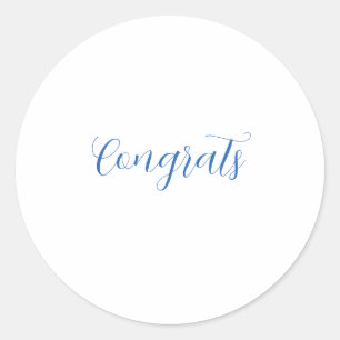 Sticker Rond félicitations nom bleu stylé graduation date année