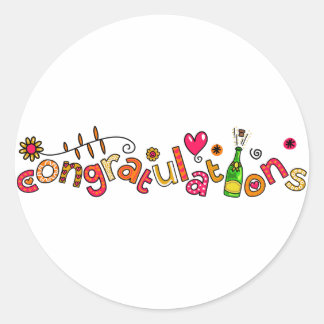 Sticker Rond Félicitations - Occasion spéciale Doodle Texte