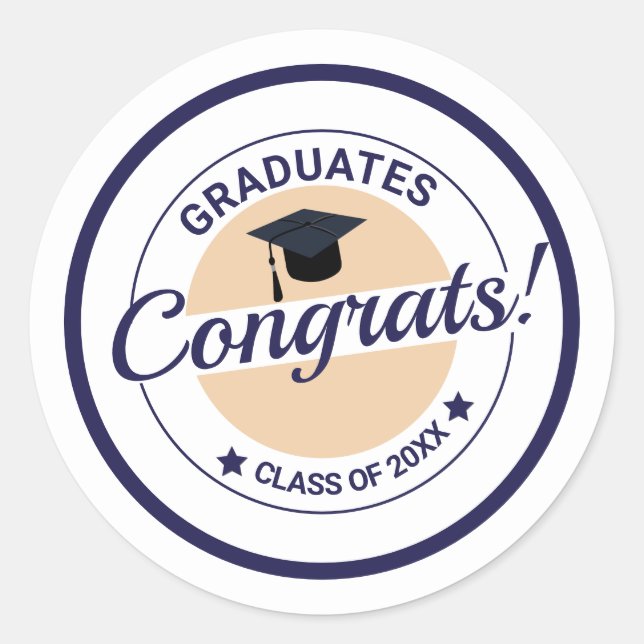 Sticker Rond Félicitations pour la graduation personnalisable é (Devant)
