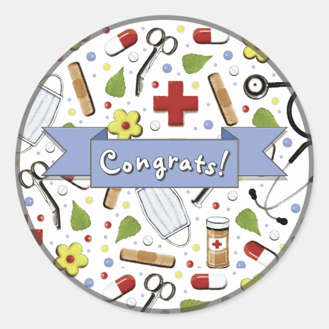 Sticker Rond Félicitations pour la remise des diplômes de l'éco (Devant)