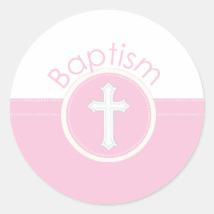 Sticker Rond Félicitations pour le baptême de petite-fille Rose