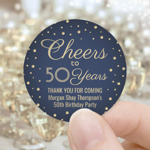 Sticker Rond Félicitations pour un anniversaire quelconque Bleu