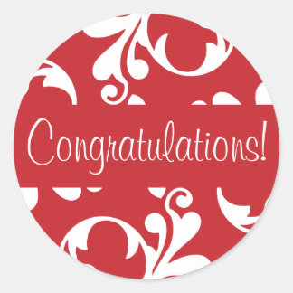 Sticker Rond Félicitations Sceau d'enveloppe fleurie feuille