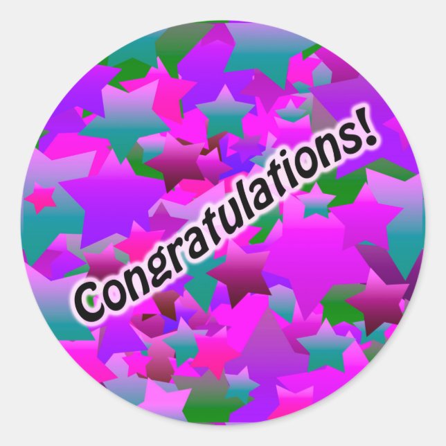 Sticker Rond Félicitations Stars Purple (Devant)
