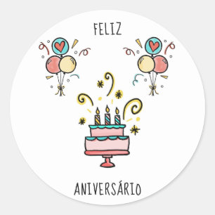 Sticker Rond Feliz Aniversário   de Birthday contents