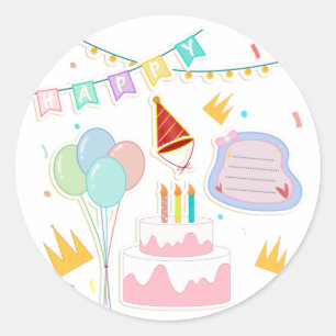 Sticker Rond Feliz Aniversário Joyeux anniversaire