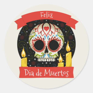 Sticker Rond Feliz Dia de Muertos   Day of the Dead