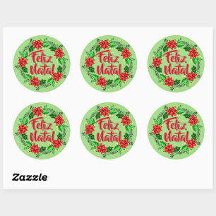Sticker Rond Feliz Natal Portugais Joyeux Noël