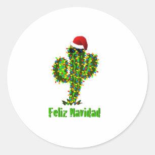 Sticker Rond Feliz Navidad - Arizona Noël Lumières du Saguaro