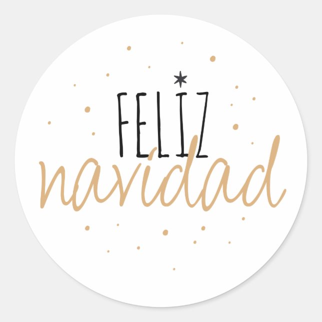 Sticker Rond Feliz Navidad Christmas (Devant)