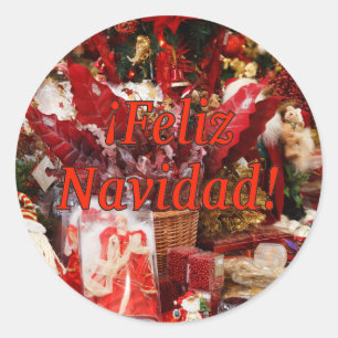 Sticker Rond ¡Feliz Navidad ! Joyeux Noël en espagnol rf
