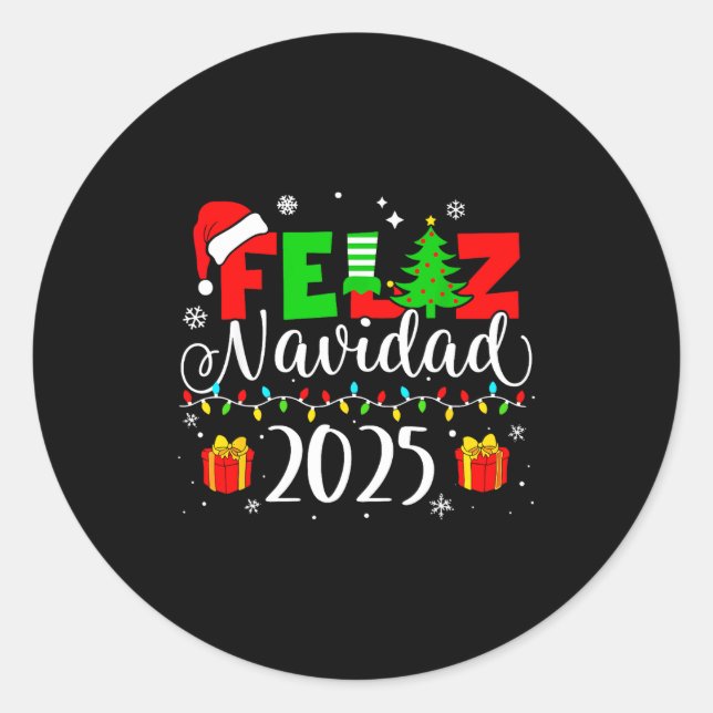 Sticker Rond Feliz Navidad Matching Family Spanish Christmas Me (Devant)