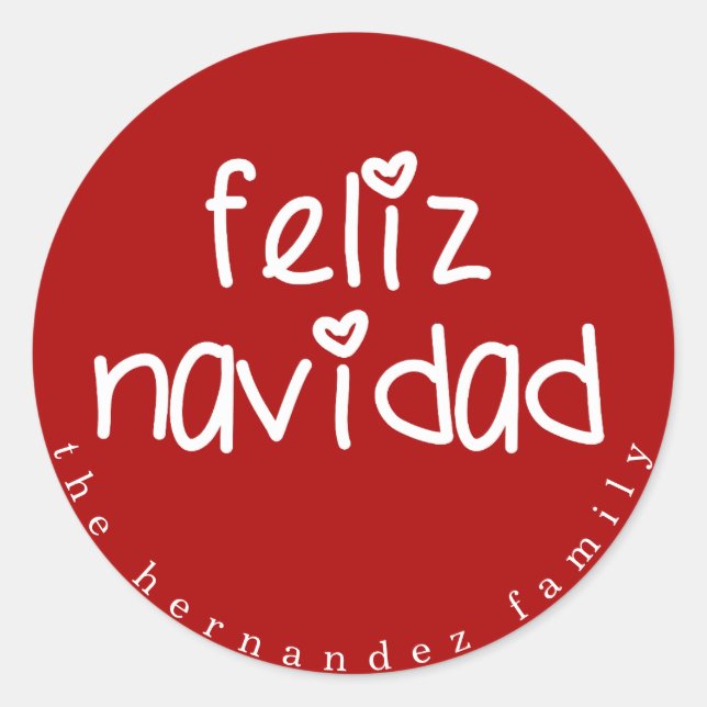 Sticker Rond Feliz Navidad - Noël rouge personnalisé (Devant)