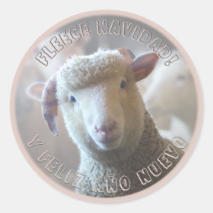 Sticker Rond Feliz Navidad Pink Sheep Enveloppe de Noël Sceau
