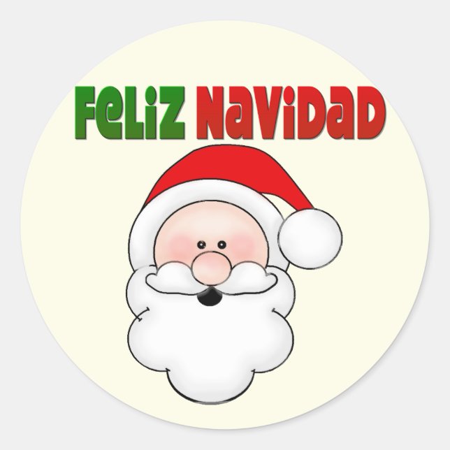 Sticker Rond Feliz Navidad Spanish Père Noël (Devant)