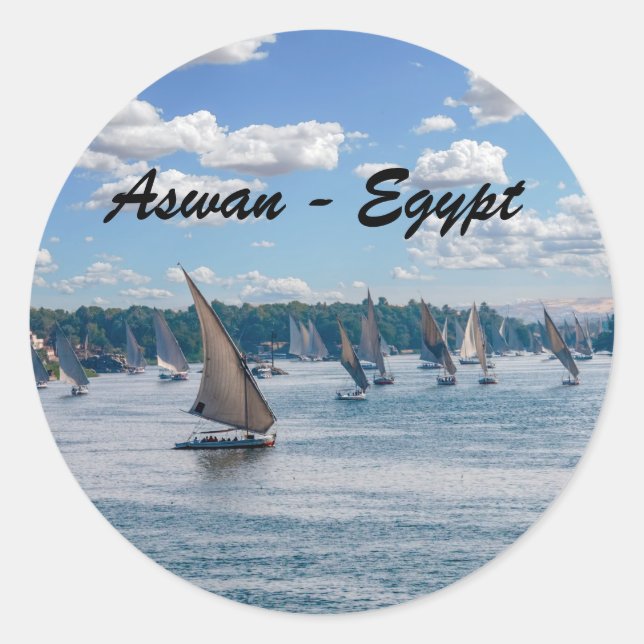 Sticker Rond Feluccas le long du Nil - Assouan, Egypte (Devant)