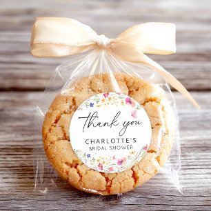 Sticker Rond Féminine Fleurs Roses Élégantes Remerciements pour