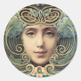 Sticker Rond Feminine Nouveau Beauté Vintage
