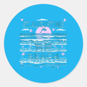 Sticker Rond Femme Amoureux des Dauphins Famille St Augustine B