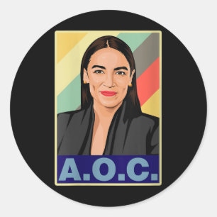 Sticker Rond Femme Aoc Alexandria Ocasio-cortez First Femme P