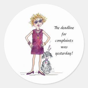 Sticker Rond Femme assertive aquarelle caricature humour