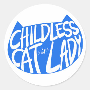 Sticker Rond Femme au chat sans enfant