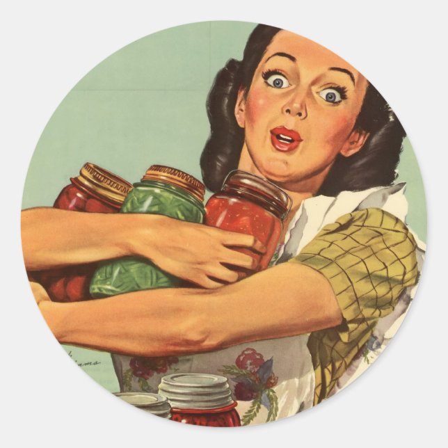 Sticker Rond Femme au foyer vintage (Devant)