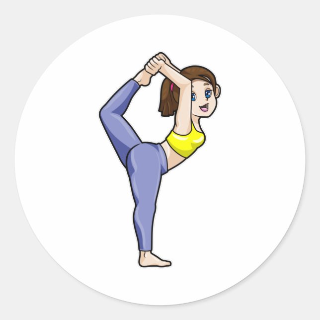 Sticker Rond Femme au Yoga Stretching exercices Legs (Devant)