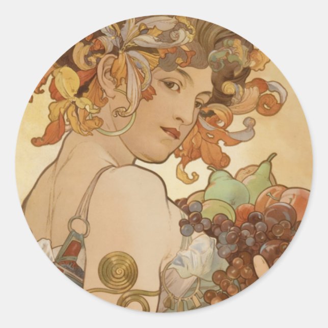 Sticker Rond Femme aux fruits (Devant)