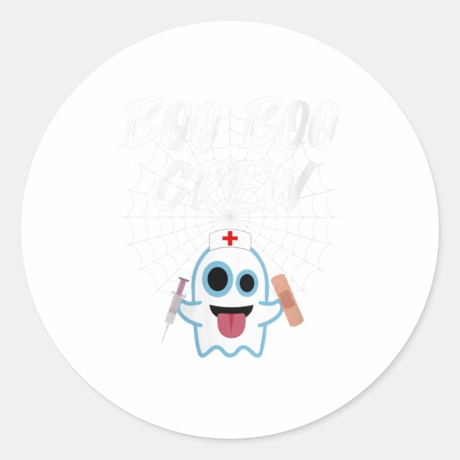 Sticker Rond Femme Boo Boo Crew Funny Nurse Halloween Ho (Devant)