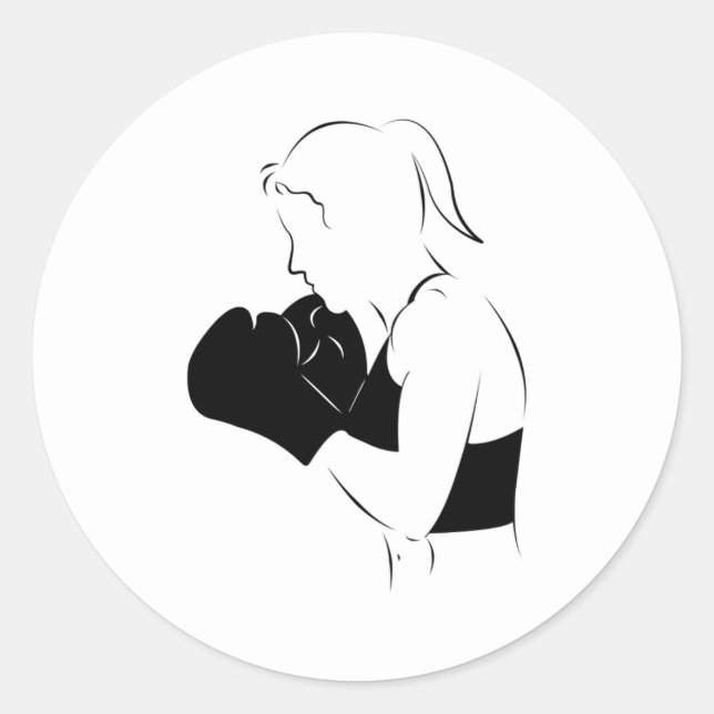 Sticker Rond Femme Boxer (Devant)