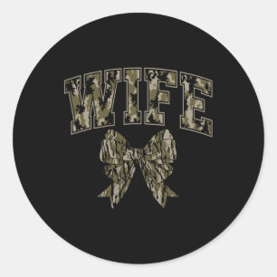 Sticker Rond Femme Camo Coquette Bow Camouflage Chasse Femme Du