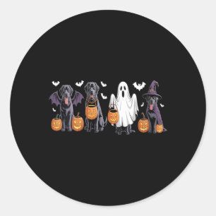 Sticker Rond Femme Chien Labrador Noir Mignon Halloween Citroui
