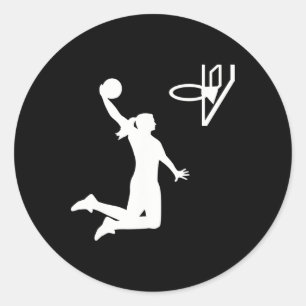 Sticker Rond Femme de basket-ball