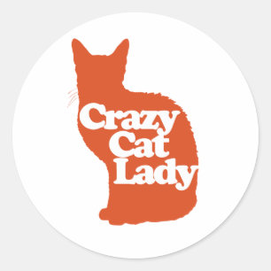 Sticker Rond Femme de chat folle