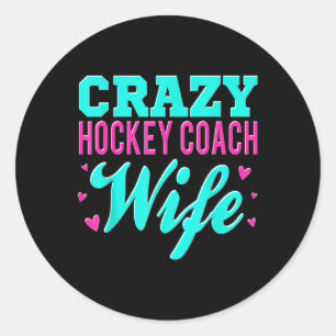 Sticker Rond Femme de l'entraîneur de hockey fou Entraîneur de