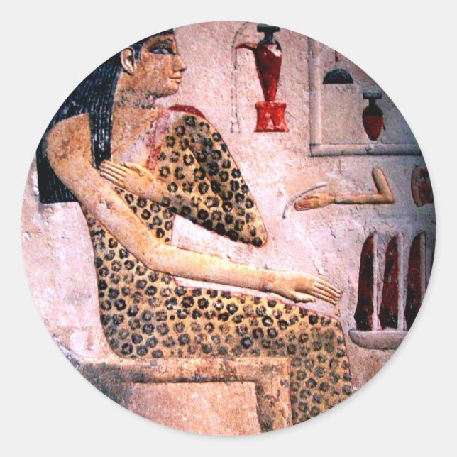 STICKER ROND FEMME ÉLÉGANTE, MODE ET BEAUTÉ DE L'ÉGYPTE ANTIQUE (Devant)