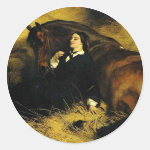 Sticker Rond Femme et Cheval